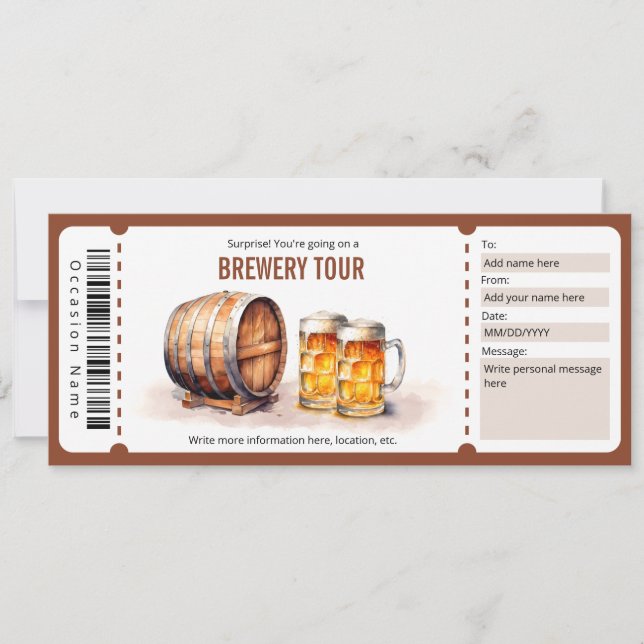 Invitation Certificat cadeau d'excursion de brasserie - Dégus (Devant)