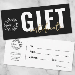 Invitation Certificat Cadeau Entreprise Logo Noir Et Or