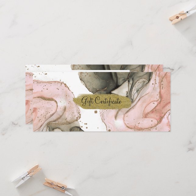 Invitation Certificat cadeau Ethereal Moody Rose Black Gold (Devant/Arrière en situation)