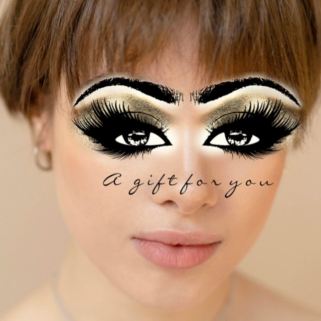 Invitation Certificat cadeau Gold White Lash Extension Maquil (Gift Certificate Gold White Lash Extension Makeup Invitation)