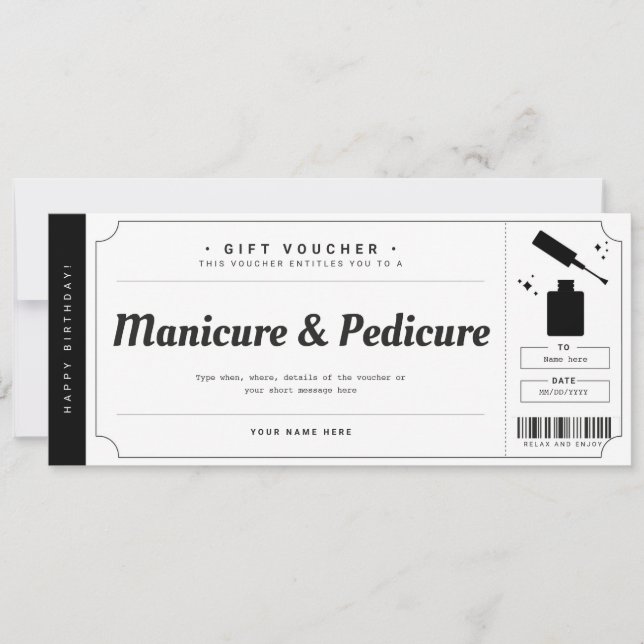 Invitation Certificat cadeau manucure pédicure chèque (Devant)