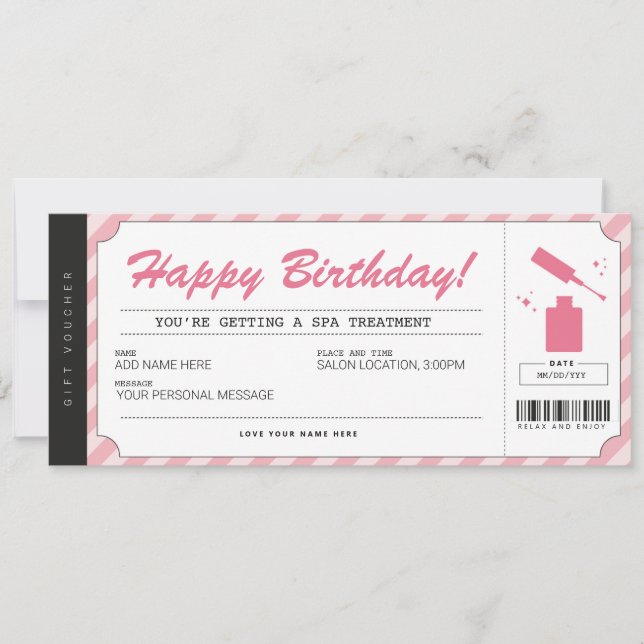 Invitation Certificat cadeau manucure Pedicure rose (Devant)