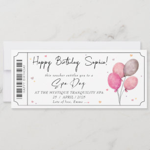 Invitation Certificat cadeau or Rose de jour Spa personnalisé