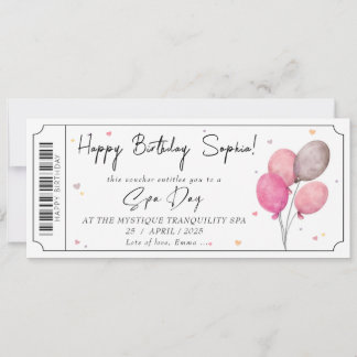 Invitation Certificat cadeau or Rose de jour Spa personnalisé