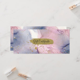 Invitation Certificat Cadeau Rose Pervenche Éthéré Or