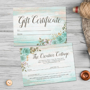 Invitation Certificat cadeau Rustic Wood Shabby Floral Card