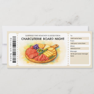 Invitation Certificat Cadeau Soirée Planche de Charcuterie