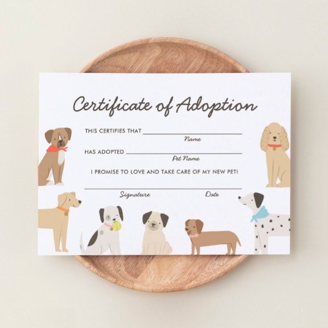 Invitation Certificat d'adoption d'anniversaire de chien (Créateur téléchargé)