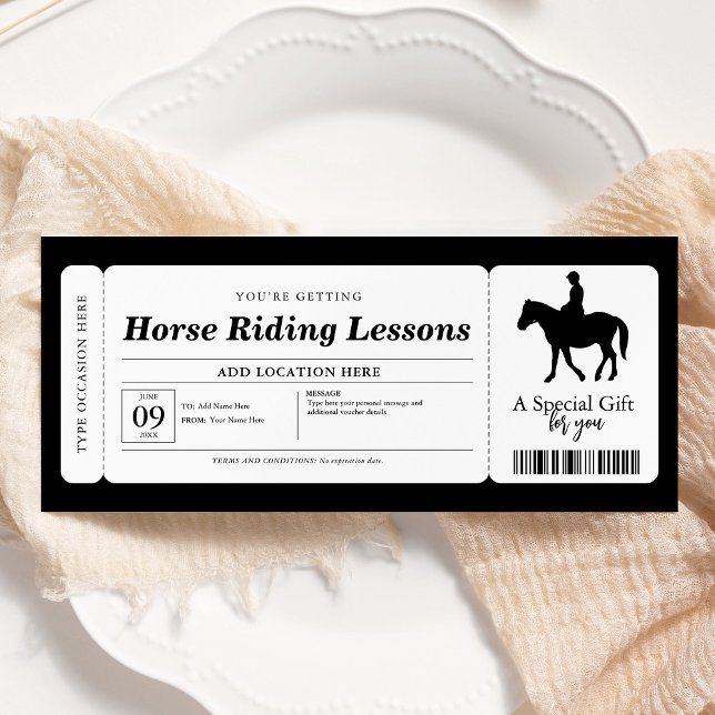 Invitation Certificat de bon de leçons d'équitation (Créateur téléchargé)