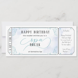 Invitation Certificat de coupon bleu de massage de jour perso