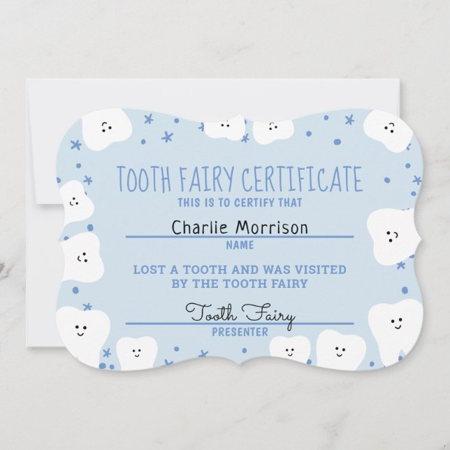Invitation Certificat de filiation pour les dents garçon 2 (Devant)