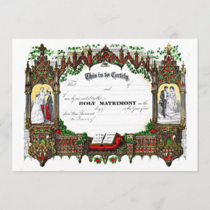 Invitation certificat de mariage à partir de 1877