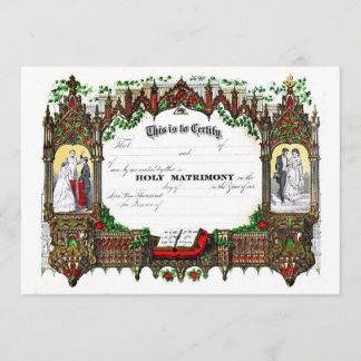 Invitation certificat de mariage à partir de 1877