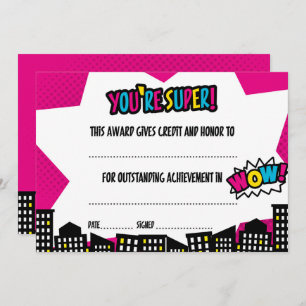 Invitation Certificat de super héros, diplôme