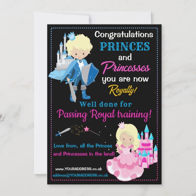 Invitation Certificat d'instruction royale Prince et Princess (Devant)
