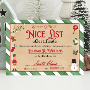 Invitation Certificat Nice Approuvé de Père Noël