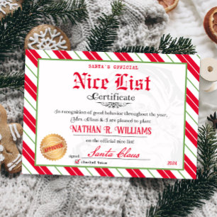Invitation Certificat Nice de Père Noël approuvé deux fois vé