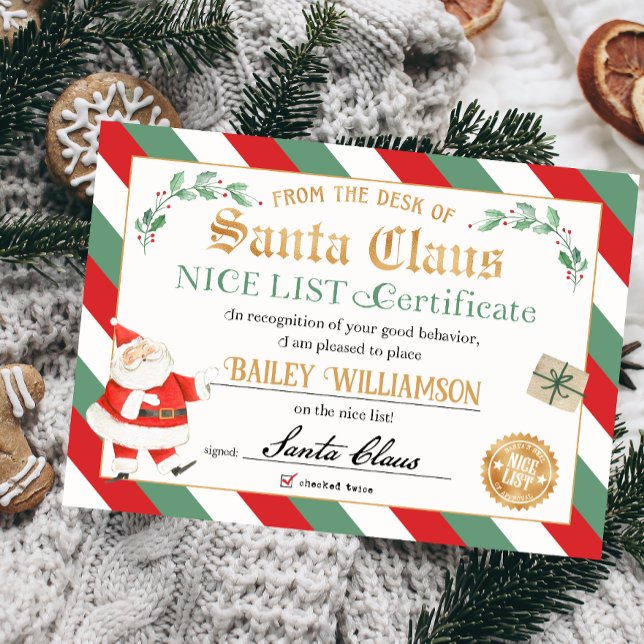 Invitation Certificat Nice de Père Noël Sceau d'approbation (Créateur téléchargé)