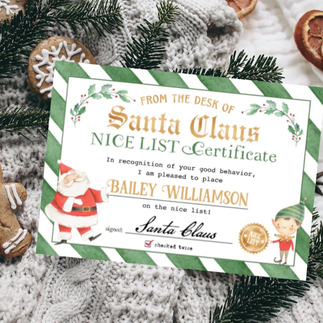 Invitation Certificat Nice de Père Noël Sceau d'approbation (Santa nice list approved authentic seal of approval certificate nice list certificate)