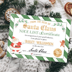 Invitation Certificat Nice de Père Noël Sceau d'approbation