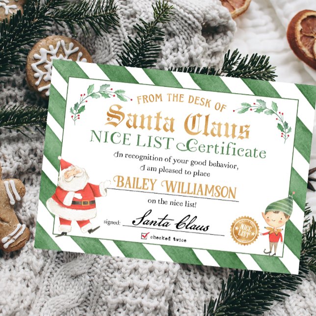 Invitation Certificat Nice de Père Noël Sceau d'approbation (Nice list approved seal of approval authentic Santa Nice List Certificate)