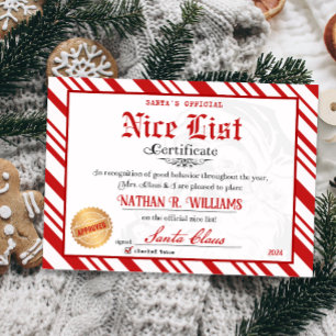 Invitation Certificat officiel de la liste de Nice de père No