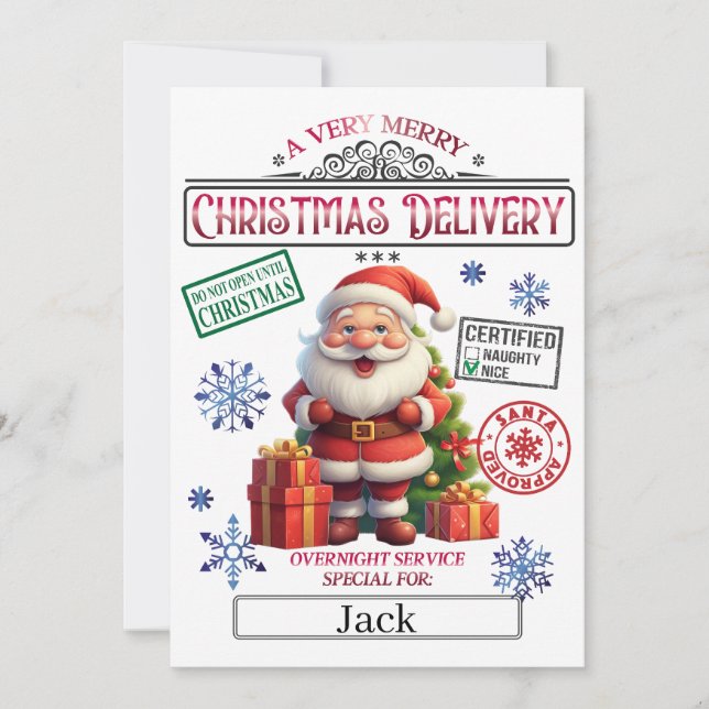 Invitation Certificat officiel de la liste de Noël de père No (Devant)