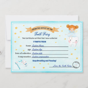Invitation Certificat pour les dents de lait Réception pour l