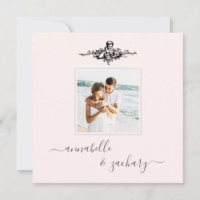 Invitation *~* Cerub Cercles Bandes QR PHOTO AR6 RSVP Mariage (Devant)