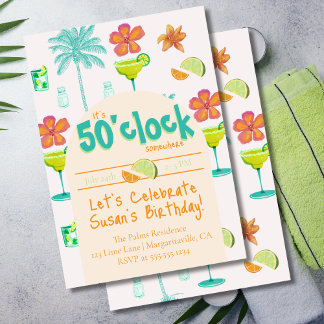 Invitation C'est 5 heures Thème de fête