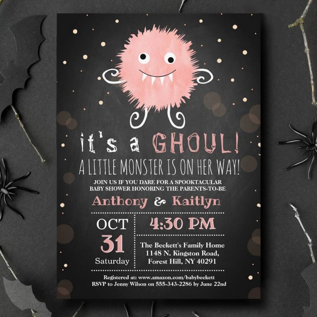 Invitation C'est A Ghoul ! Baby shower d'Halloween de Little  (Créateur téléchargé)