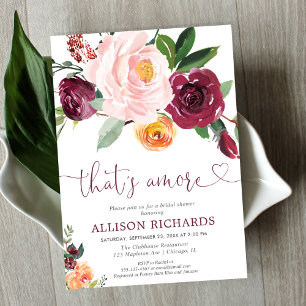 Invitation C'est Amore automne fleurie burgundy nuptiale douc