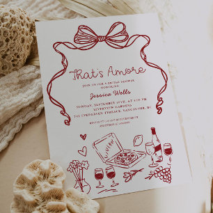 Invitation C'est Amore Fête des mariées tirée à la main