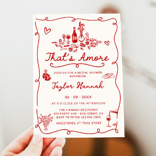 Invitation C'est Amore Italien Drawn Engagemen Fête des marié