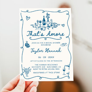 Invitation C'est Amore Italien Drawn Engagemen Fête des marié