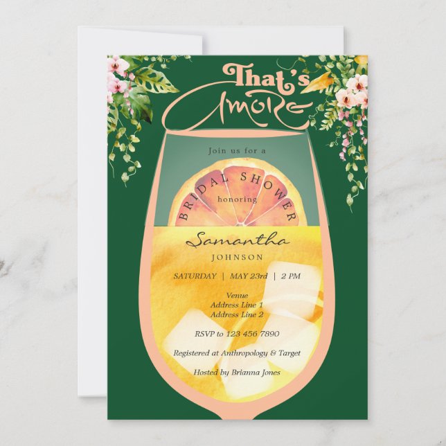 Invitation C'est Amore Peach Fuzz Green Aperol Fête des marié (Devant)