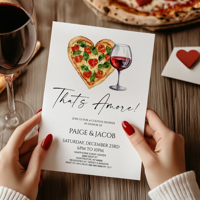 Invitation C'est Amore ! Pizza Vin Mariage Couples Douche (Créateur téléchargé)