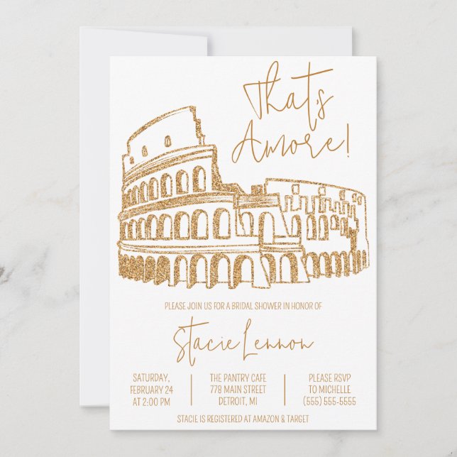 Invitation C'est Amore, Rome, Italie, Fête des mariées du Col (Devant)