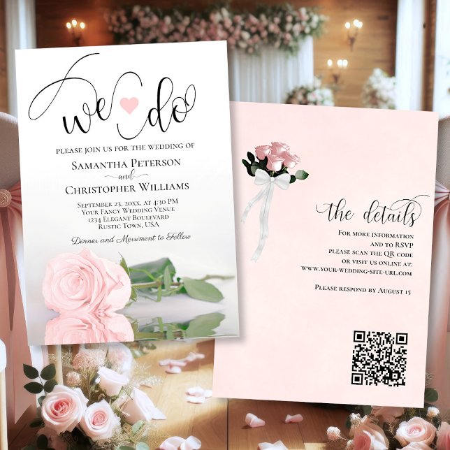 Invitation C'Est Ce Que Nous Faisons ! Élégant Mariage de cod (front/back)