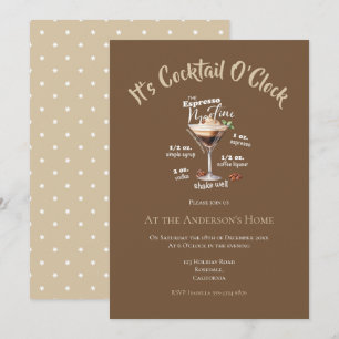 Invitation C'est Cocktail O'Clock Brown Boisson Fête de Noël