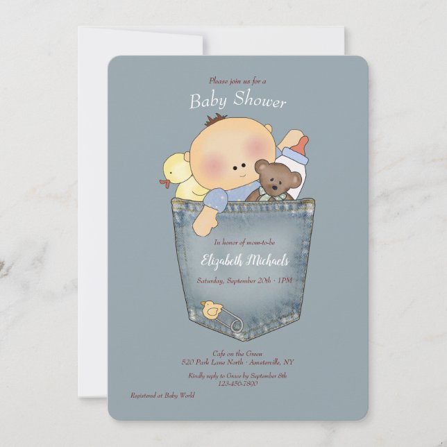Invitation C'est dans l'invitation du Baby shower de poche (Devant)