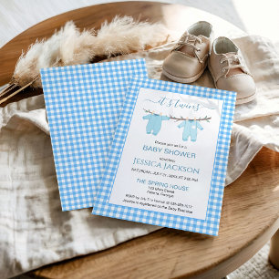 Invitation C'est des jumeaux Vêtements Bleus Bébé Garçon Baby