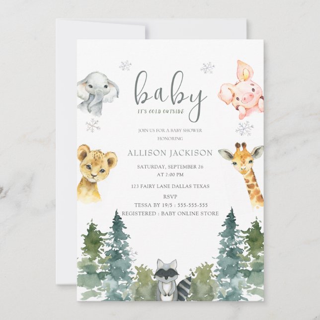 Invitation C'est du bois froid dehors du Baby shower (Devant)