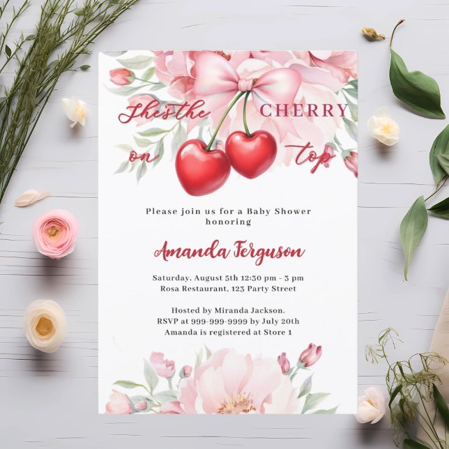 Invitation C'est la cerise sur le Baby shower des flancs avan (Créateur téléchargé)