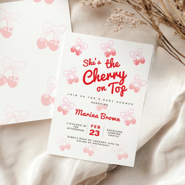 Invitation C'est la cerise sur le baby shower supérieur (Créateur téléchargé)