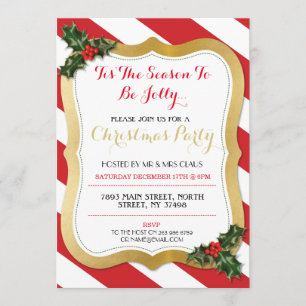 Invitation C'Est La Saison De La Fête De Noël Holly Invitatio