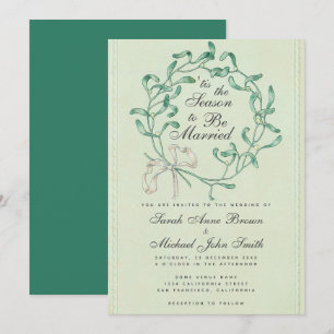Invitation C'est la saison de Noël Mariage Mistletoe Wreath