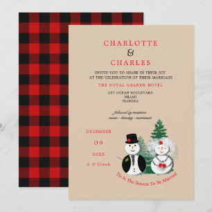 Invitation C'Est La Saison D'Être Marié Rouge Noir Plaid
