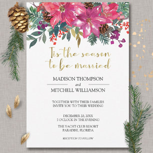 Invitation C'Est La Saison D'Être Marié Winter Pink Noël