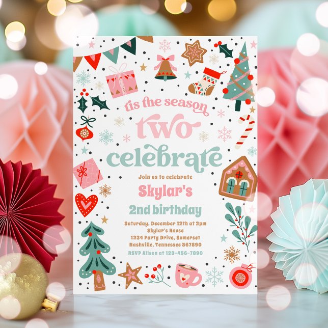 Invitation C'Est La Saison Deux Célébrer Noël Anniversaire (Créateur téléchargé)
